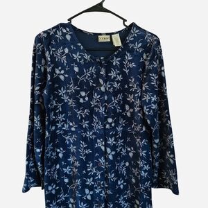 Vintage L.L. Bean Velour Floral Maxi Dress Size XS